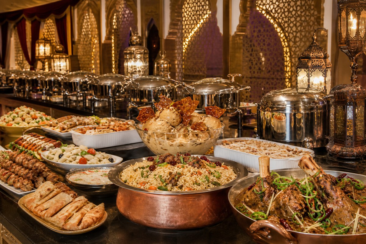 Iftar-e-Khas-4 — Flagship spread with international mains, kabuli pulao, pasta, and premium desserts for corporate and mosque events.
