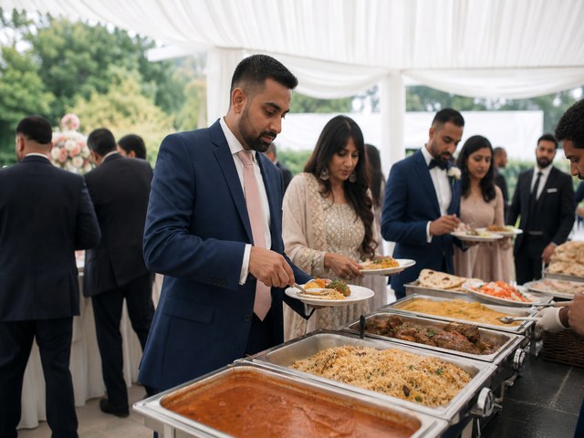 Outdoor wedding reception buffet